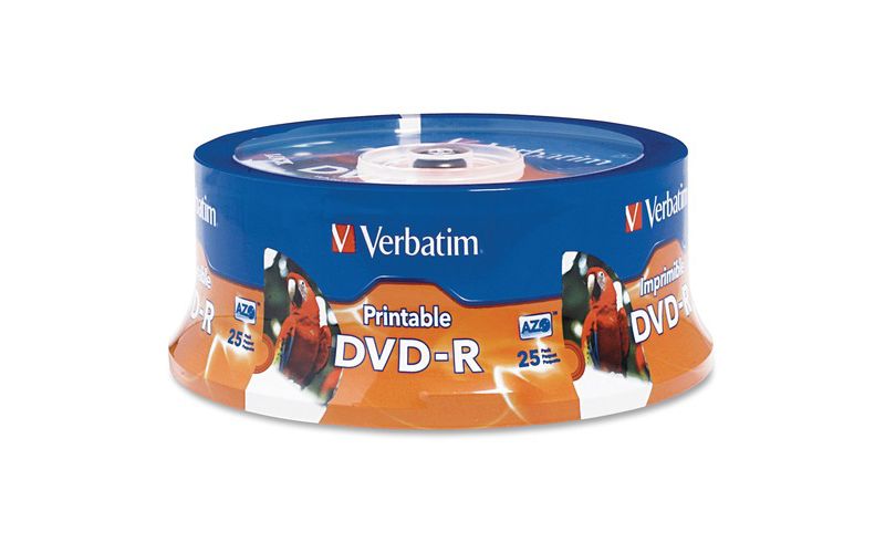 DVD-R 4.7GB 16X White Inkjet Printable, Hub Printable - 25pk Spindle - White Inkjet Printable, Hub Printable - 25pk Spindle