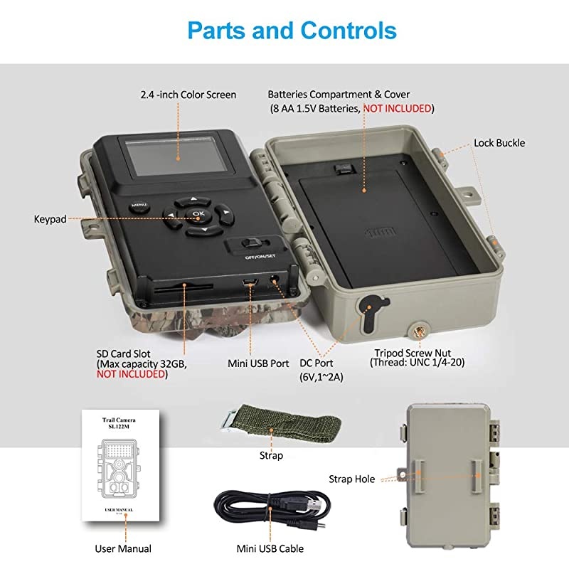 Game Trail Camera 20MP 1080P Fast 0.2S Motion Activated 75ft No Glow Night Vision Waterproof Cam for Wildlife Deer Trail Outdoor Critter Animal Scouting