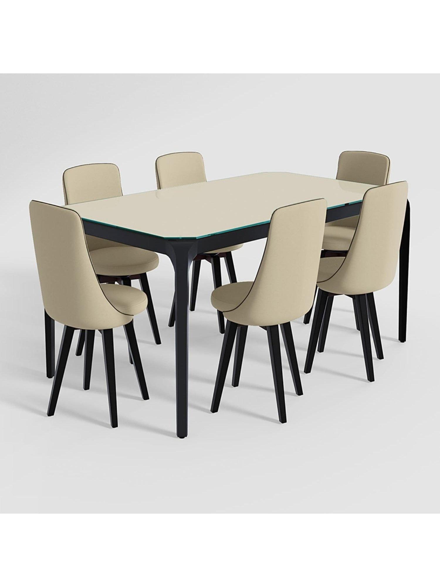 Godrej Interio Opulent Beige Wood 6 Seater Rectangular Dining Table