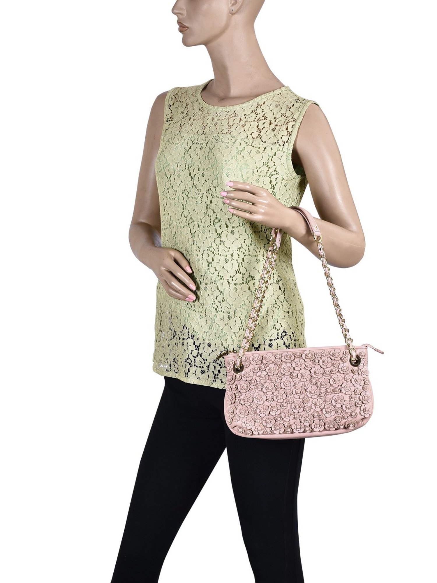 Eske Nabilo Pink Embellished Medium Shoulder Handbag