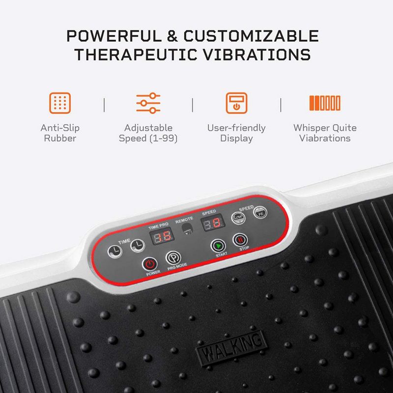 Lifepro Portable Home Body Weight Training Fitness Exercise Workout Waver Vibration Plate Platform Equipment Machine Set with Resistance Bands, White