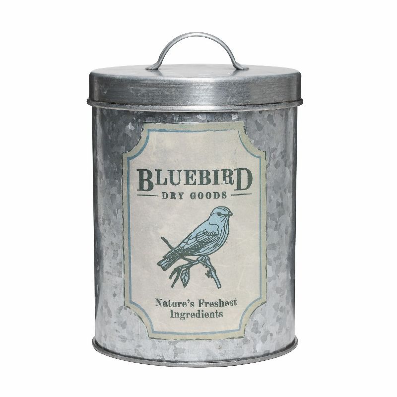 Amici Home Galvanized Farm Silver/Gray 52 & 84 oz Metal Storage Canisters, Set of 2