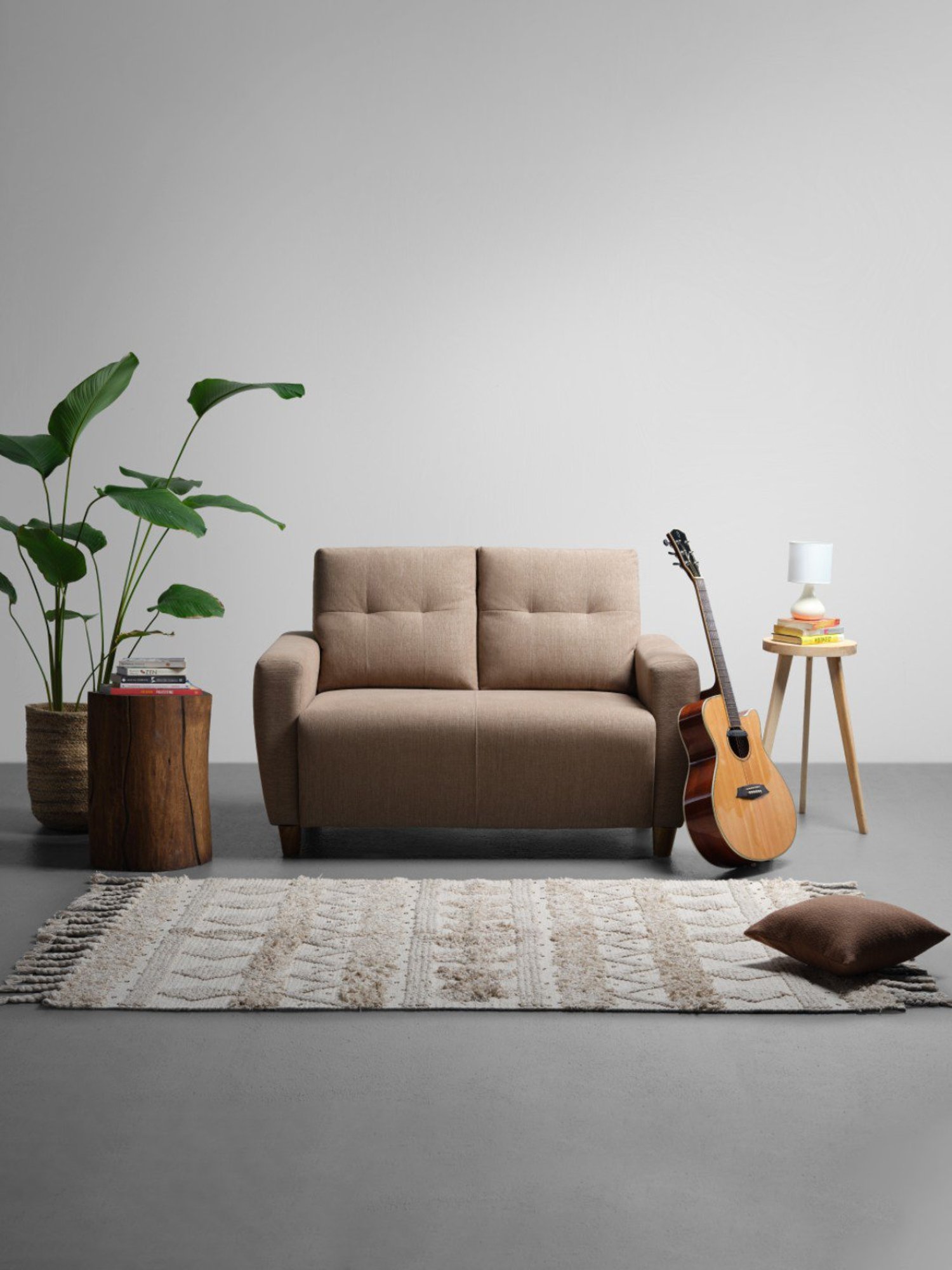 Sleepyhead Yolo Coco Brown Fabric 2 Seater Sofa