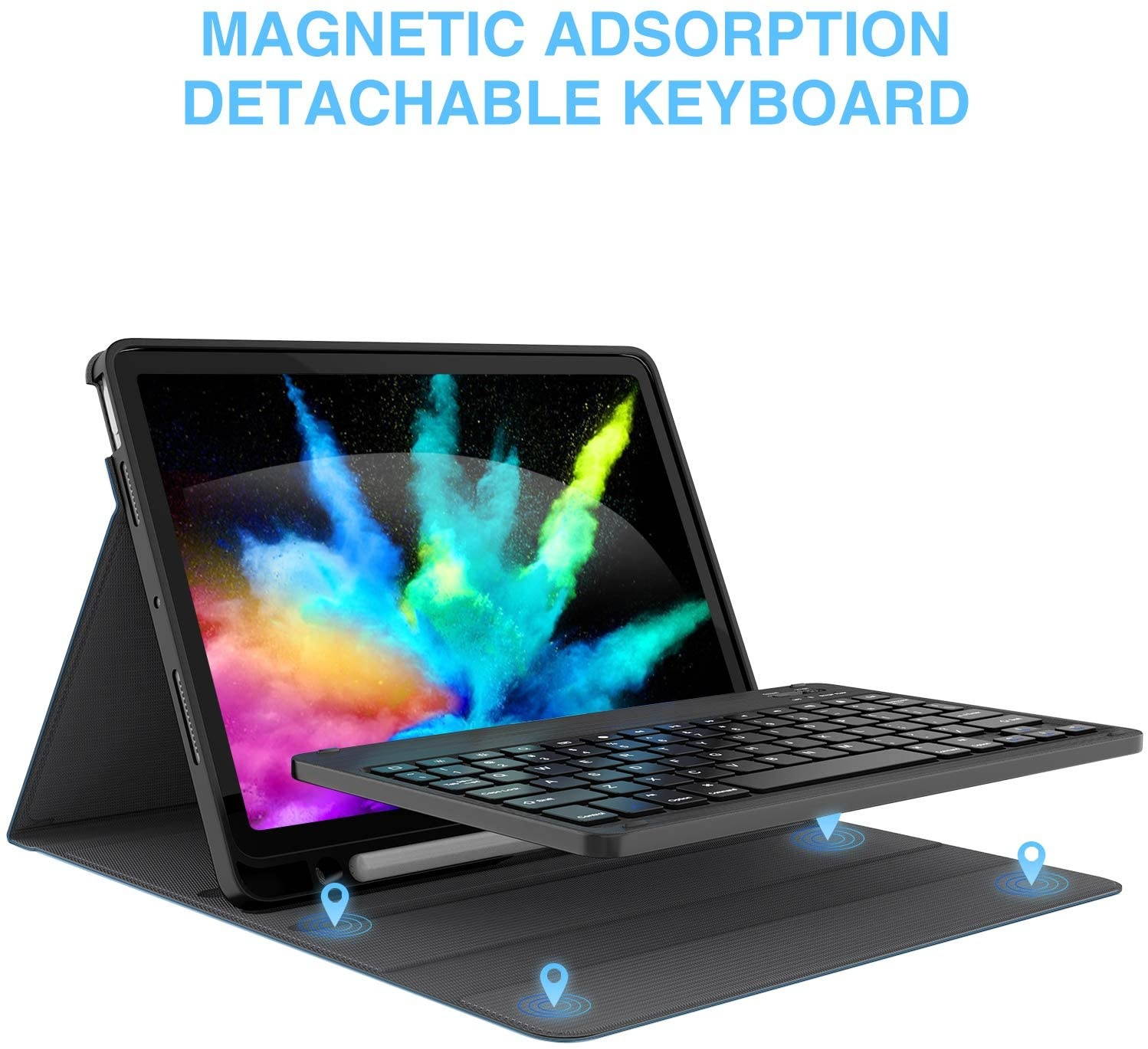 iPad Air 4 Keyboard Case (10.9-inch 2020) - Detachable Wireless Keyboard - Pencil Holder - Flip Stand Cover for iPad Pro 11 2018/iPad Air 4 10.9 Inch 2020 Blue