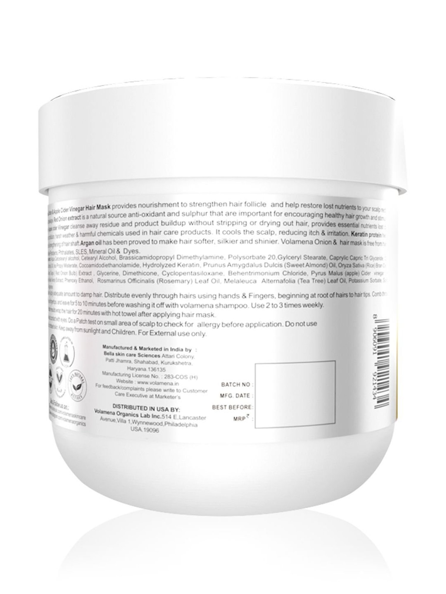 Volamena Onion & Apple Cider Vinegar Hair Mask - 200 ml