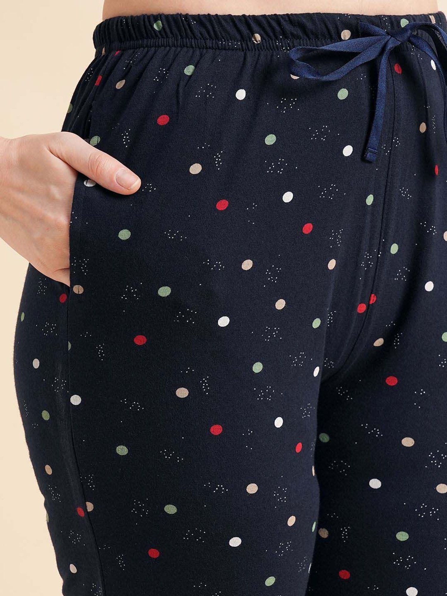 Sweet Dreams Navy Cotton Printed T-Shirt Pyjama Set