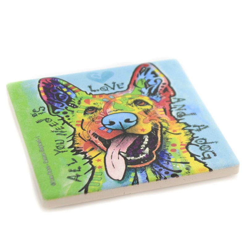 Animal 4.0" German Shepherd Cork Back Coaster Easel Sjt Enterprises  -  Coasters
