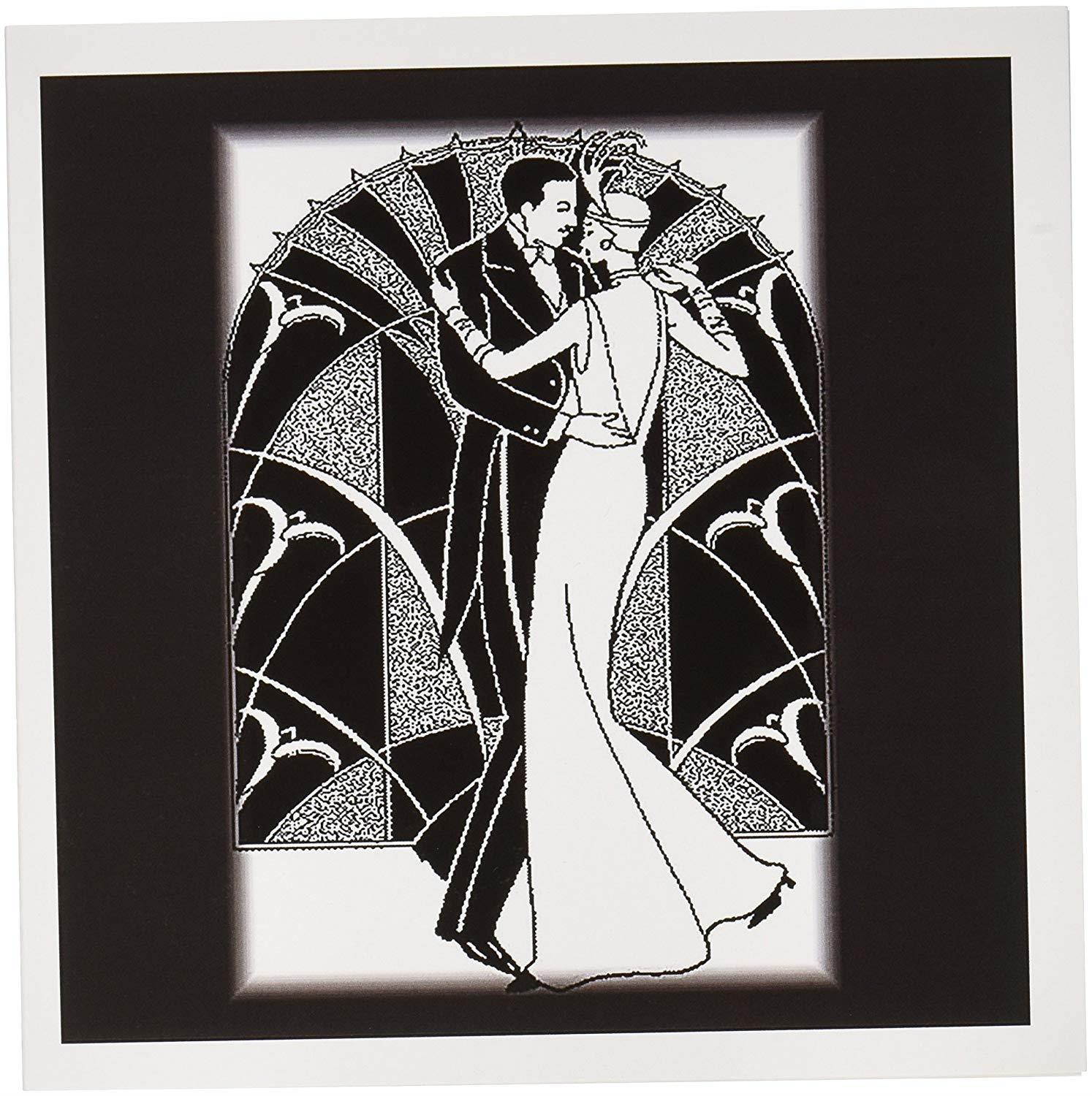 3dRose Art Deco Dancing Couple - Greeting Cards, 6 x 6 inches, set of 12 (gc_41536_2)