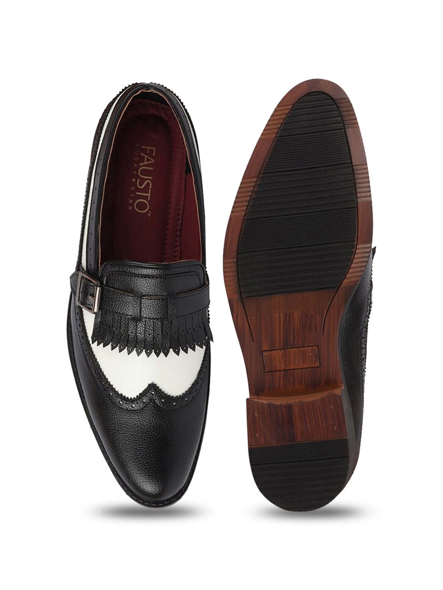 Fausto Men's Black Monk Shoes