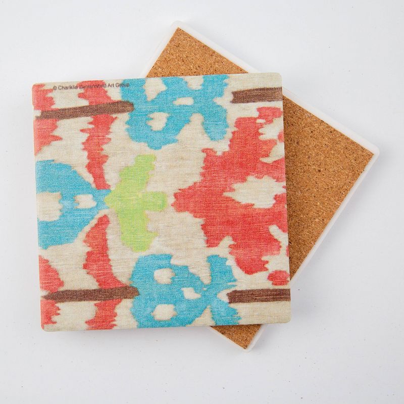 Thirstystone Blue Lattice & Island Ikat 4 Piece Occasions Coaster Set