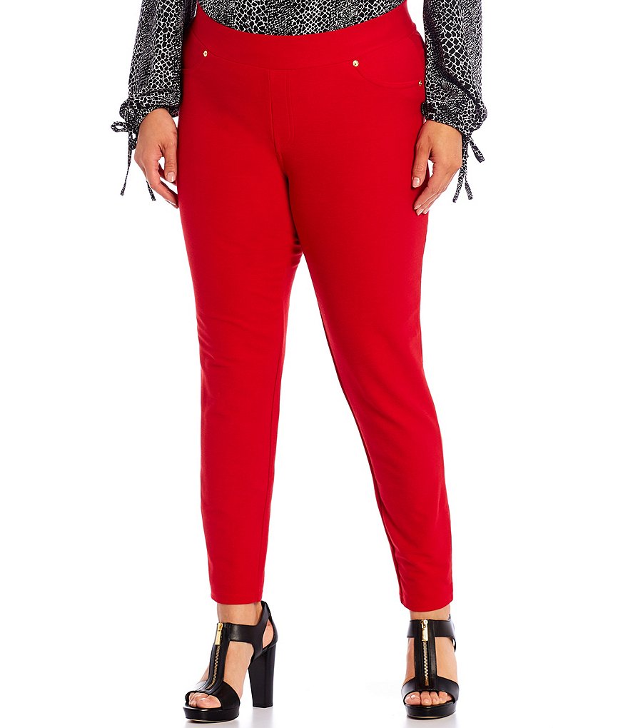 Intro Plus Size Solid Double Knit Tummy Control Leggings