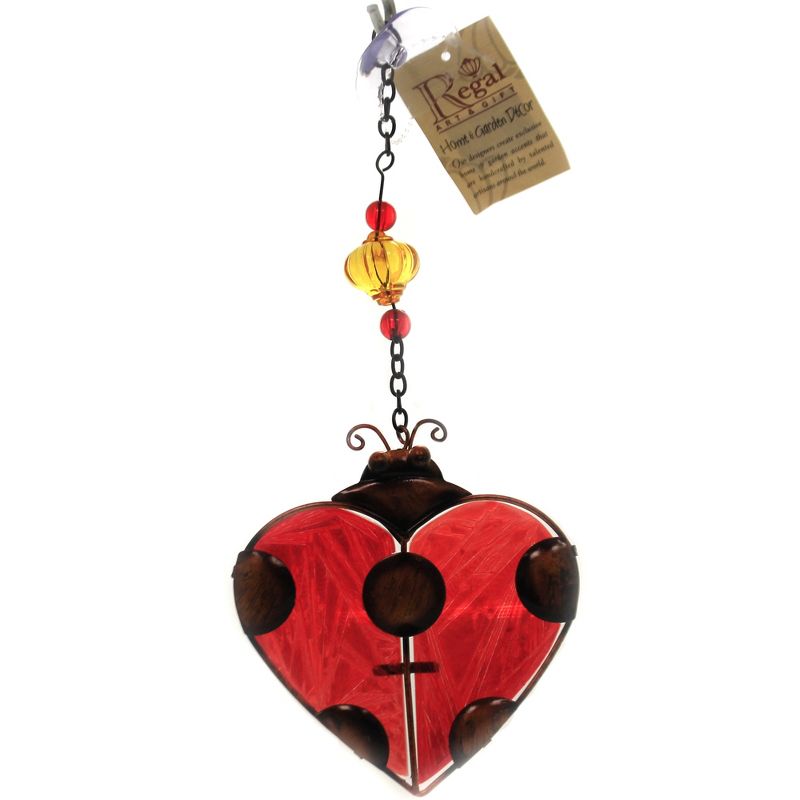 Home Decor 10.5" Ladybug Sun Catcher Hand Painted  -  Stained Glass And Suncatchers
