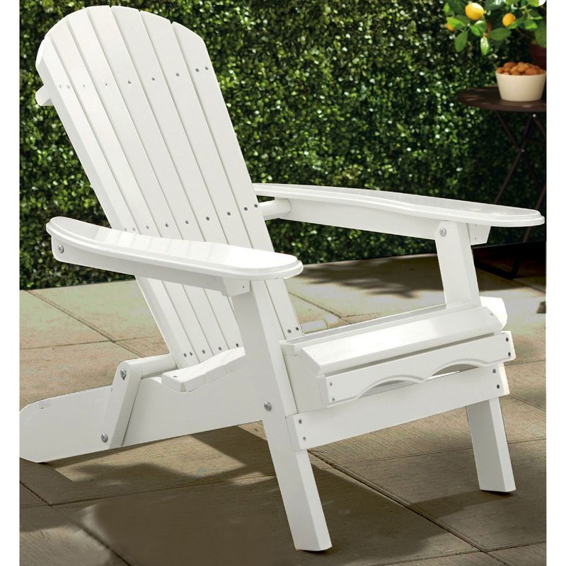 Northbeam Outdoor Garden Portable Foldable Wooden Adirondack Deck Chair with Easy to Fold Design, White