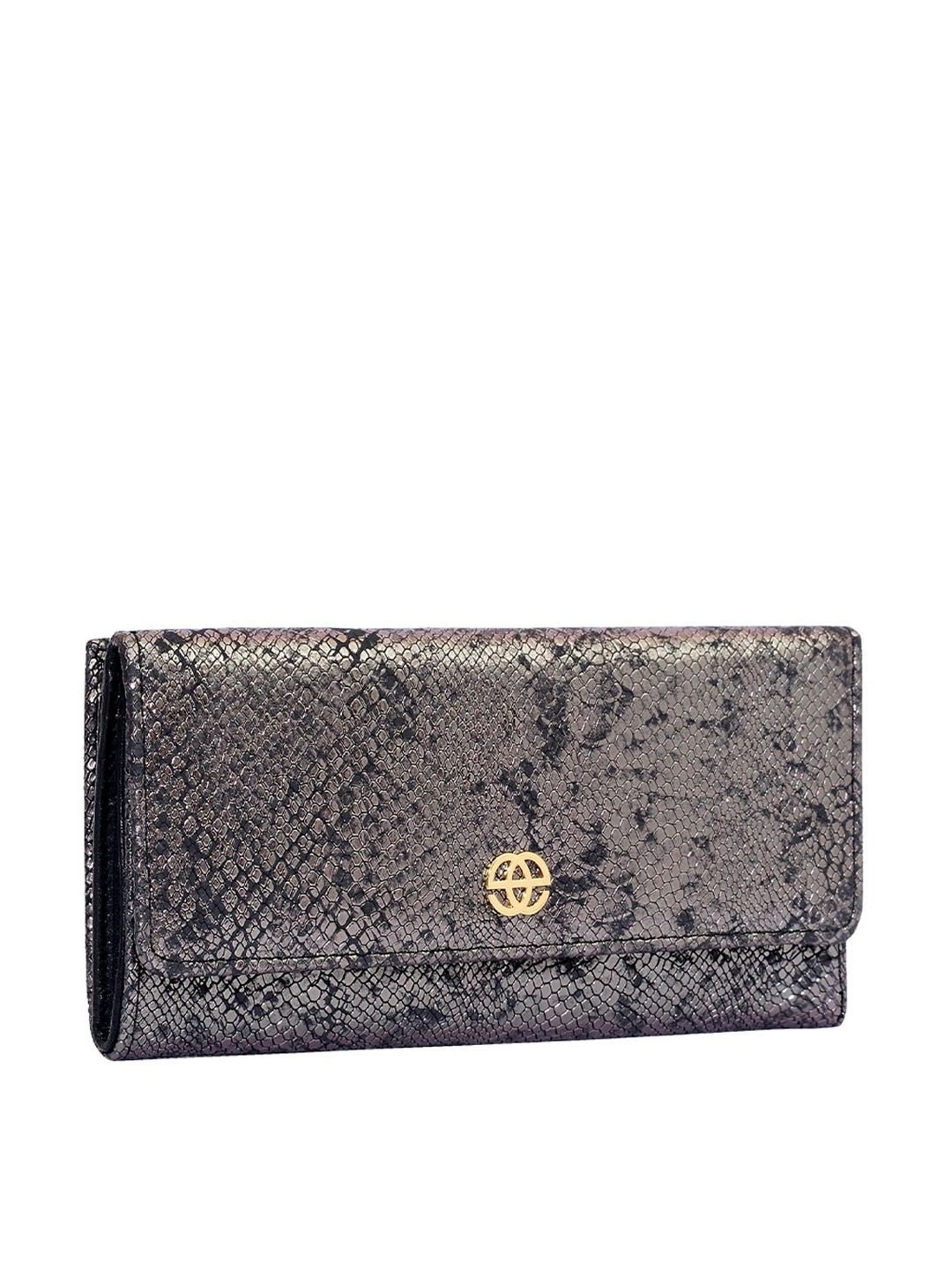 Eske Grey Textured Tri-Fold Wallet for Women