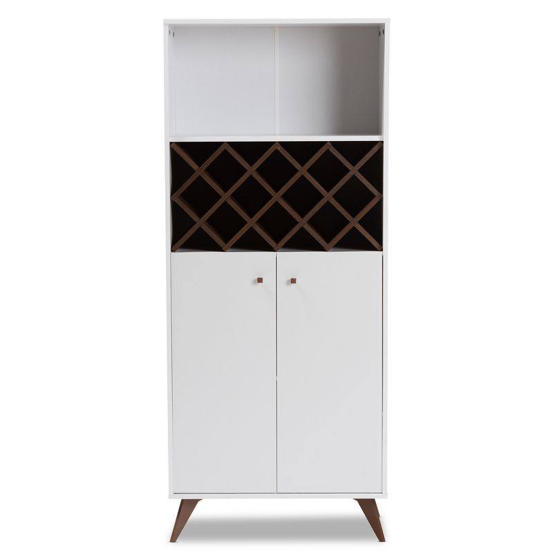 Serafino and Walnut Finished Wood Wine Cabinet White/Brown - BaxtonStudio