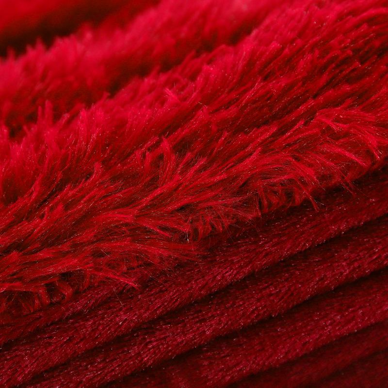 1 Pc Queen Faux Fur Lambswool Reversible Plaid Pattern Bed Blankets Purple  - PiccoCasa