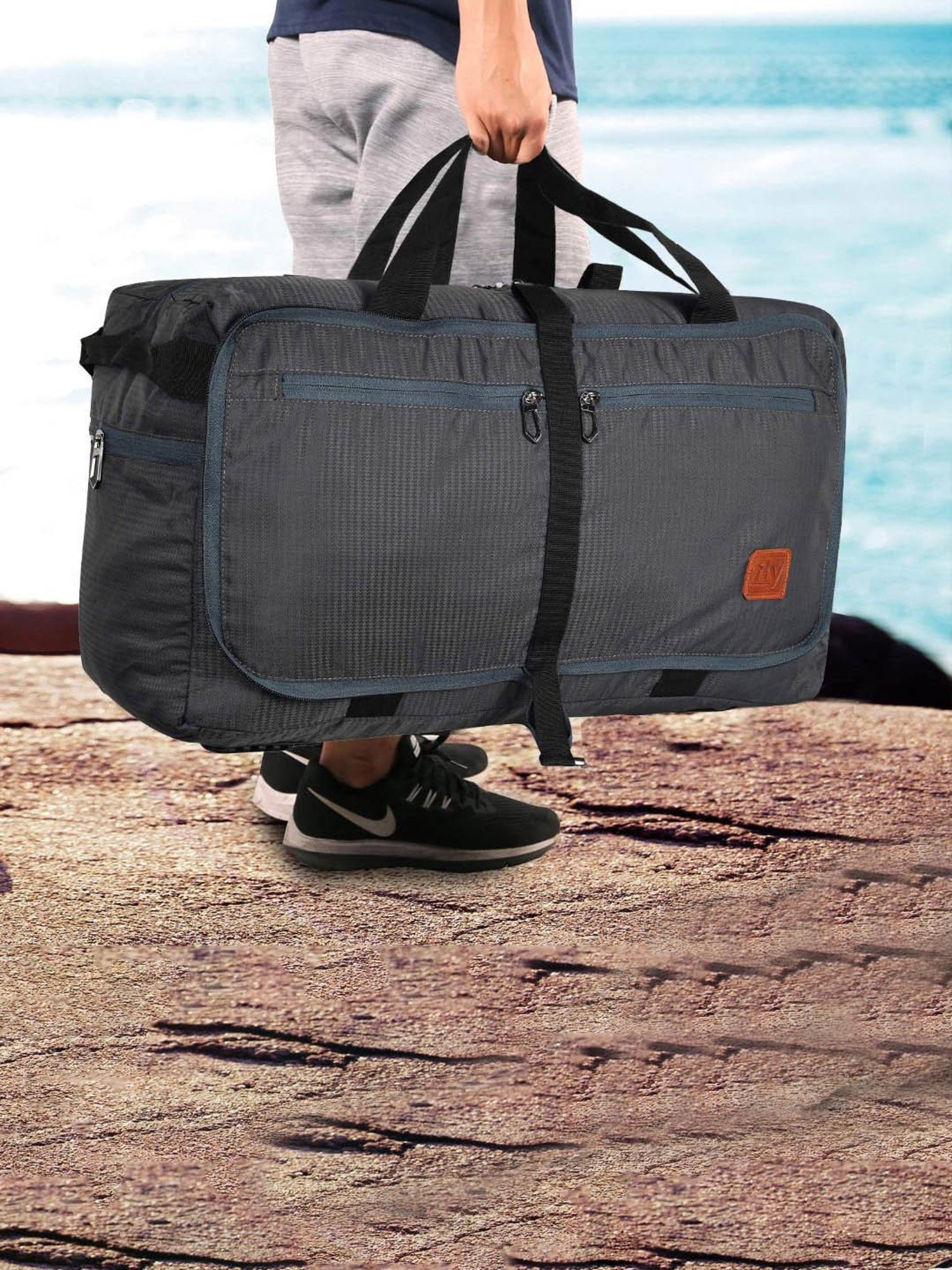 Fly Fashion Grey Solid Large Duffle Bag