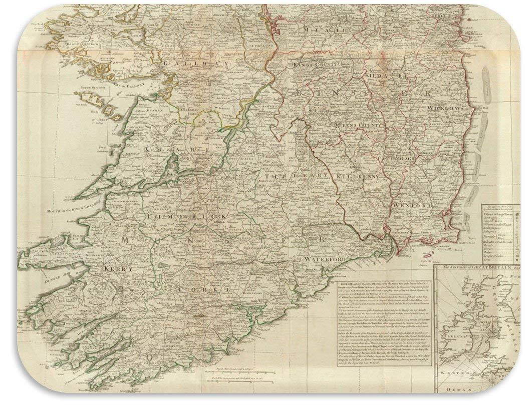Trays4Us Ireland 1790 Vintage Map Birch Wood Veneer 16x12 inches (Large) TV/Serving Map Tray - 100+ Different Designs