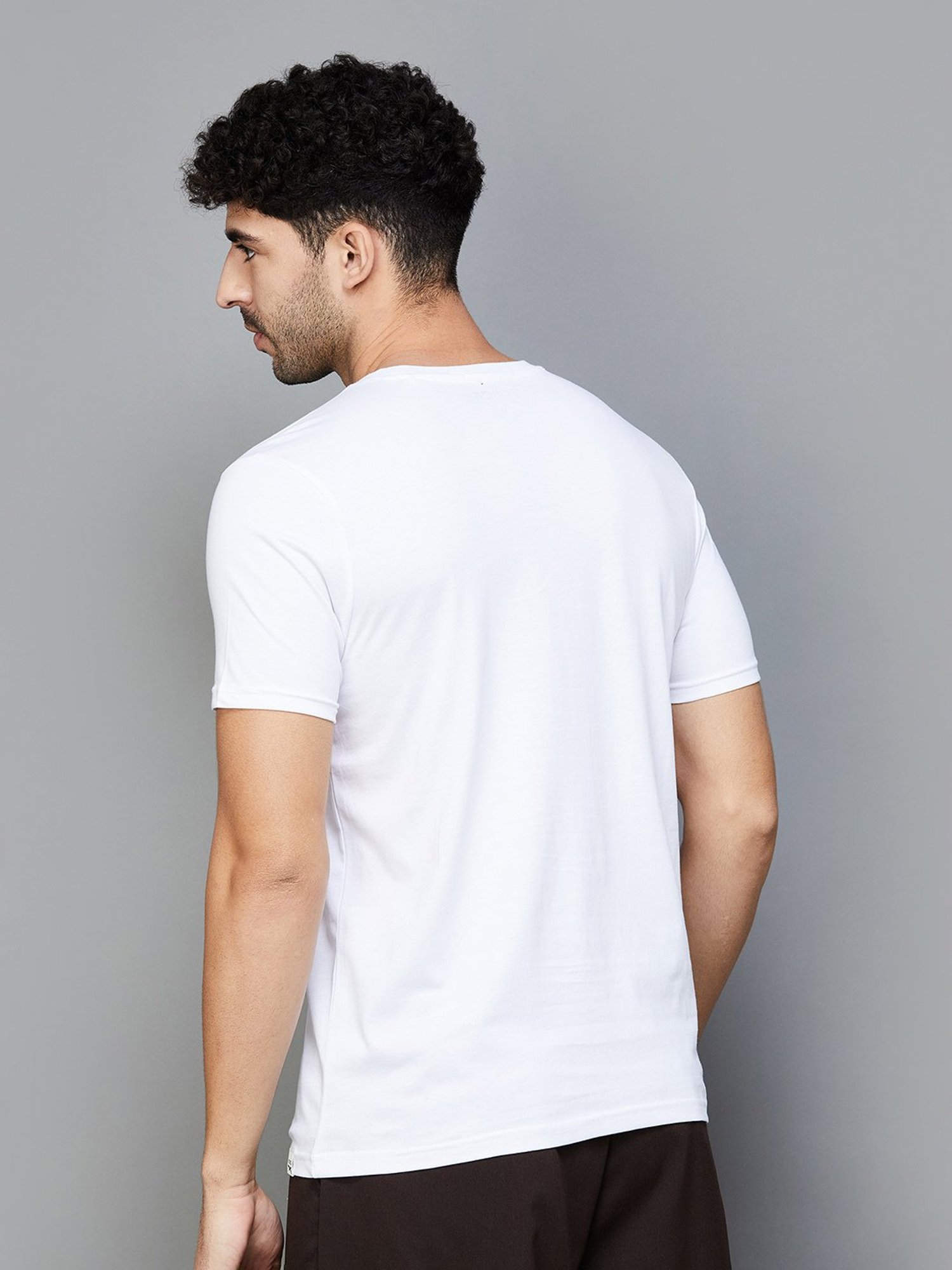 Forca by Lifestyle White Regular Fit Graphic Print Crew T-Shirt