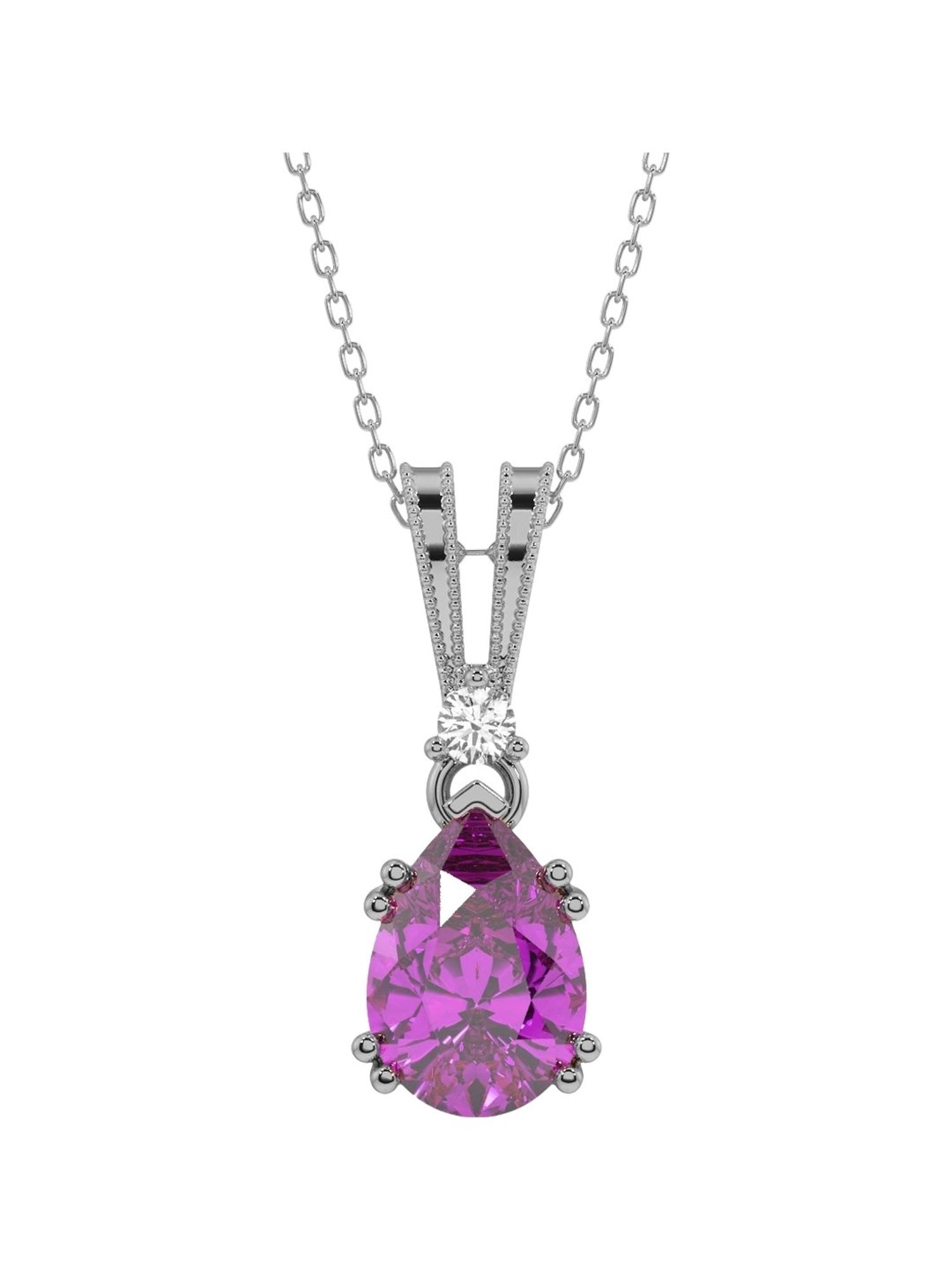 Silvermist 925 Sterling Silver Endless Love Purple Stone Chain Pendant for Women & Girls