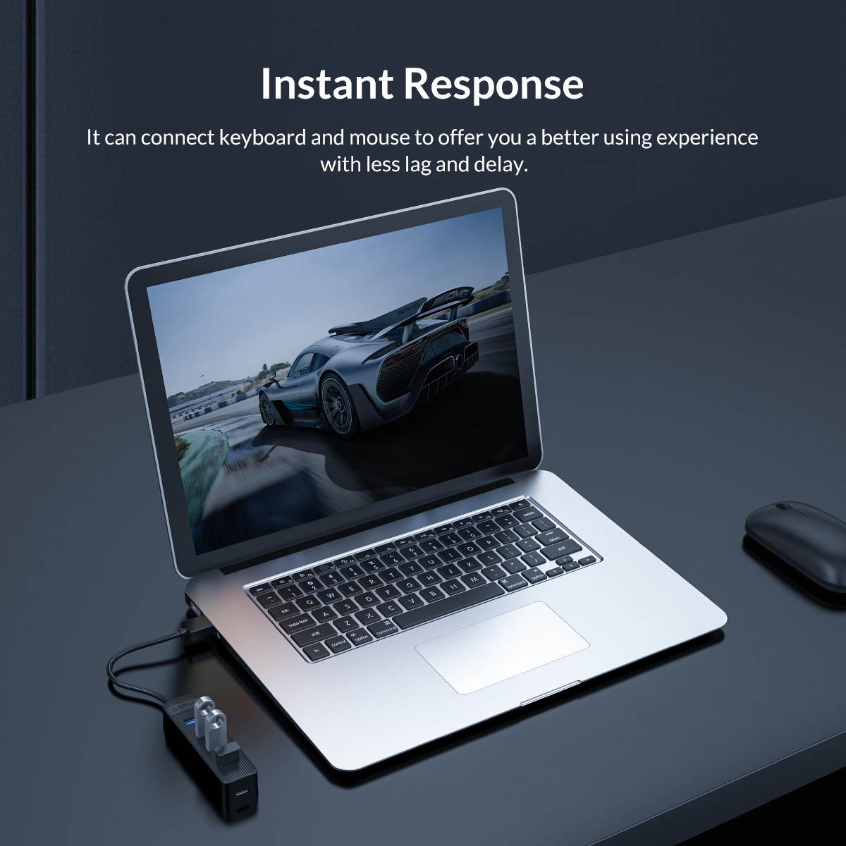 USB 3.0 Hub, Portable SuperSpeed 4 Port USB 3.0 Hub with Built-in Cable , USB Extension Multi-function USB Dock Hot Swapping Support for  Mac, PC, USB Flash Drives and Other Devices