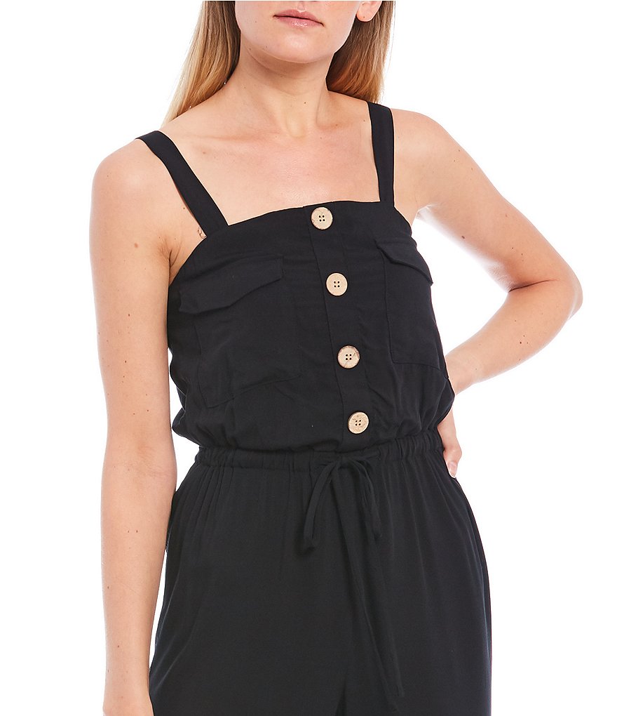 I.N. San Francisco Button Front Cropped Jumpsuit