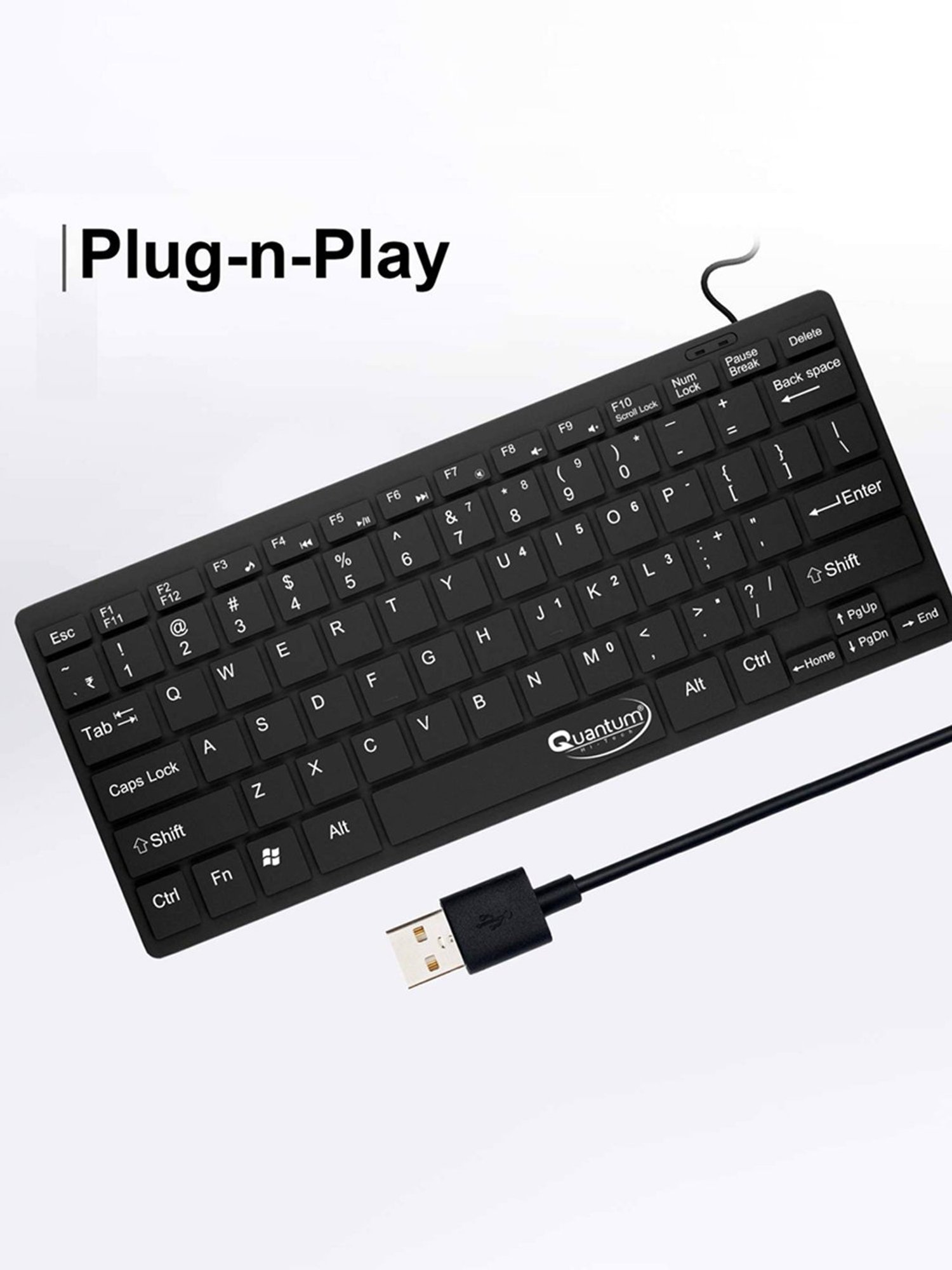 Quantum QHM 7307 Mini Wired USB Desktop Keyboard (Black)