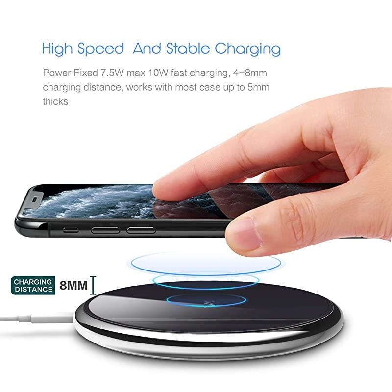 Wireless Charger, Qi Certified Fast Wireless Charging Pad Compatible with iPhone 11/11 Pro/11 Pro Max/S/XS Max/XR, 7.5W for iPhone X/8/8Plus, 10W for Samsung Galaxy Note 8 S7 S8 S9