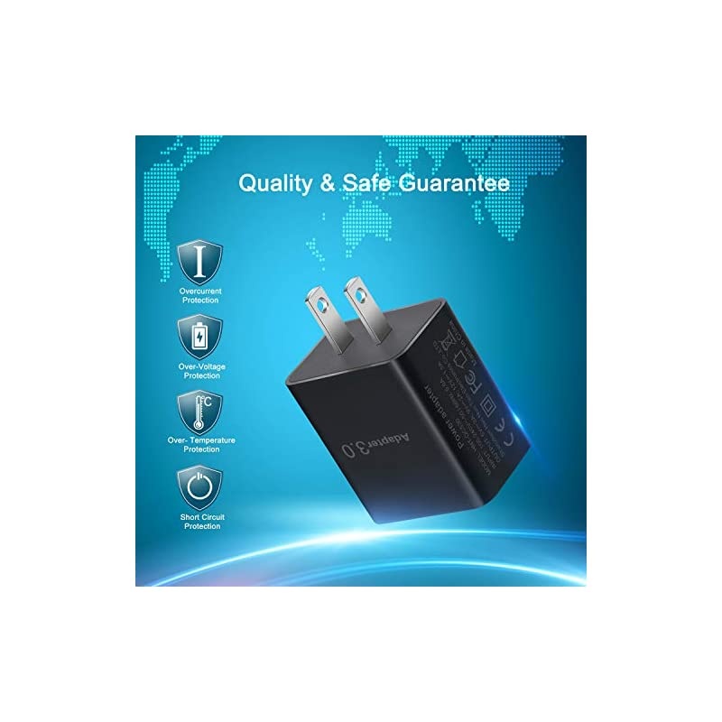 USB Wall Charger,  2-Pack 18W QC Charger 3.0 Adapter Phone Charger Block Fast Charging Compatible with Wireless Charger, Samsung Galaxy S9 S8 Note 8 9, iPhone, HTC and More