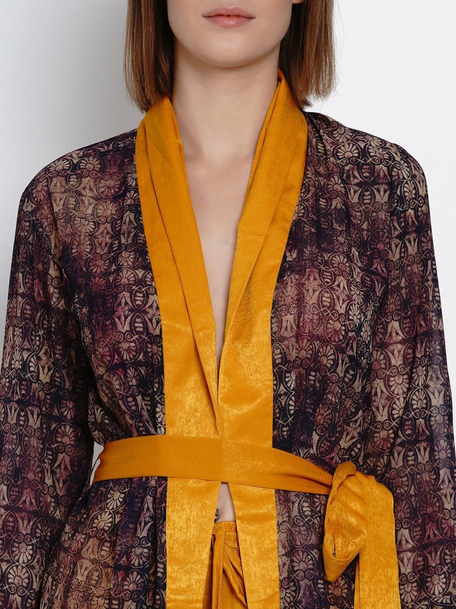 Erotissch Brown Printed Robe