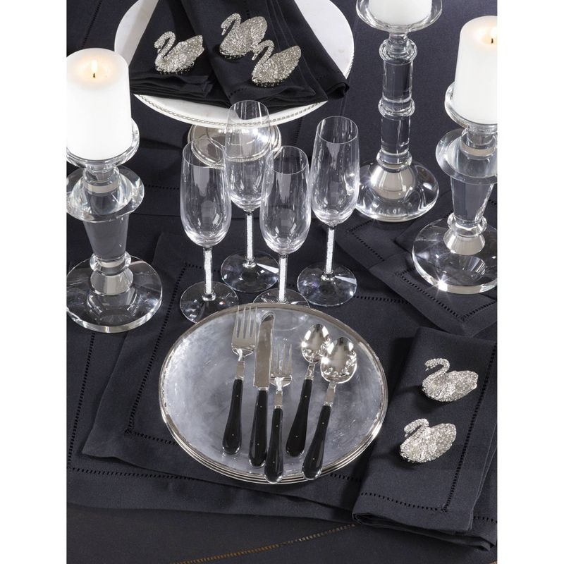 70"x120" Tablecloth with Hemstitch Border Design Black - Saro Lifestyle