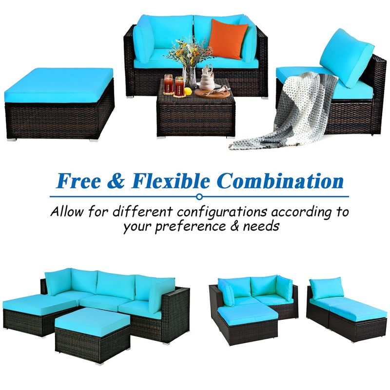 7pc Studio Shine Collection Patio Conversation Set with Sofa, 4 Armchairs & 2 Tables - W Unlimited