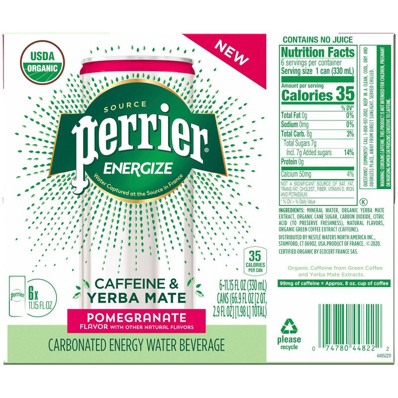 Perrier ENERGIZE Pomegranate Flavored Carbonated Energy Beverage - 6pk/11.15 fl oz Cans