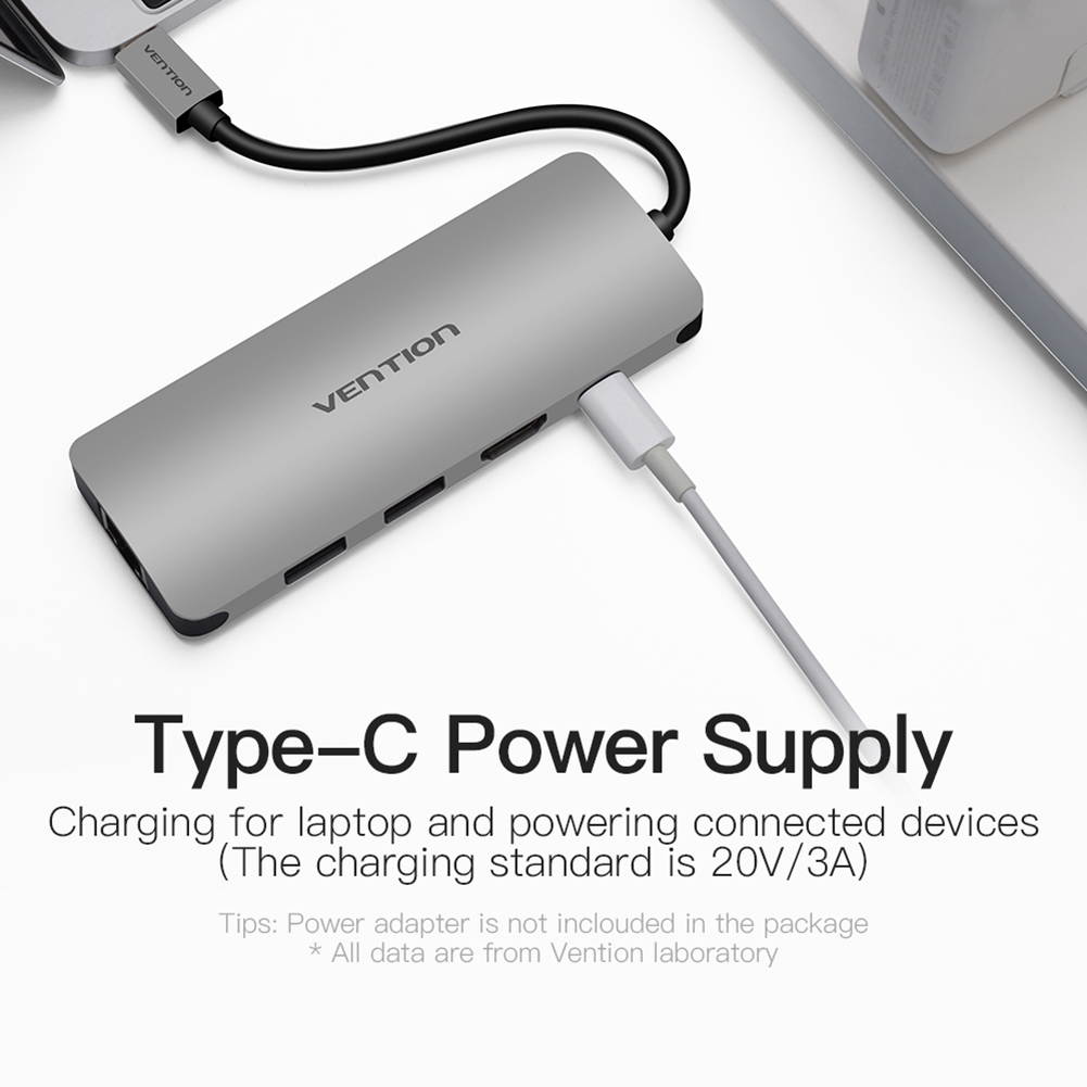 Vention USB C to HDMI Adapter,USB Type C to 4K HDMI with 3&times; USB 3.0 Hub Power Delivery Charging Port for MacBook ,Chromebook, XPS,and more USB C Laptops