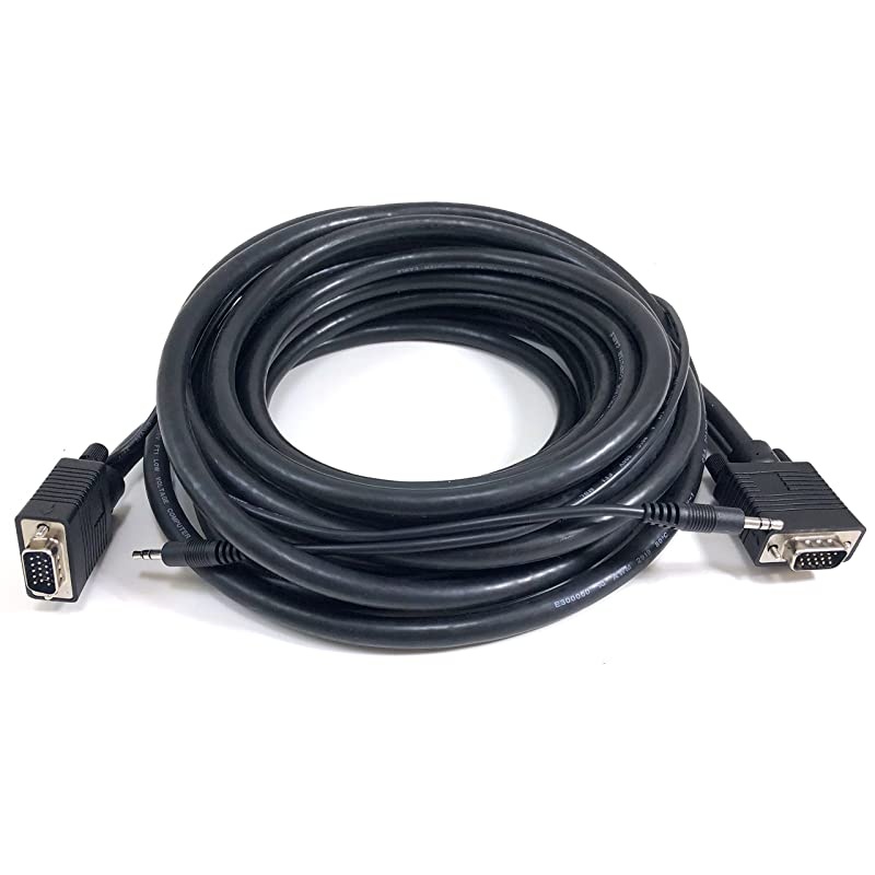 Inc. 25 feet XVGA/SVGA/VGA Projector Monitor Cable with 3.5 mm Stereo Audio plug (M05-112AU25)