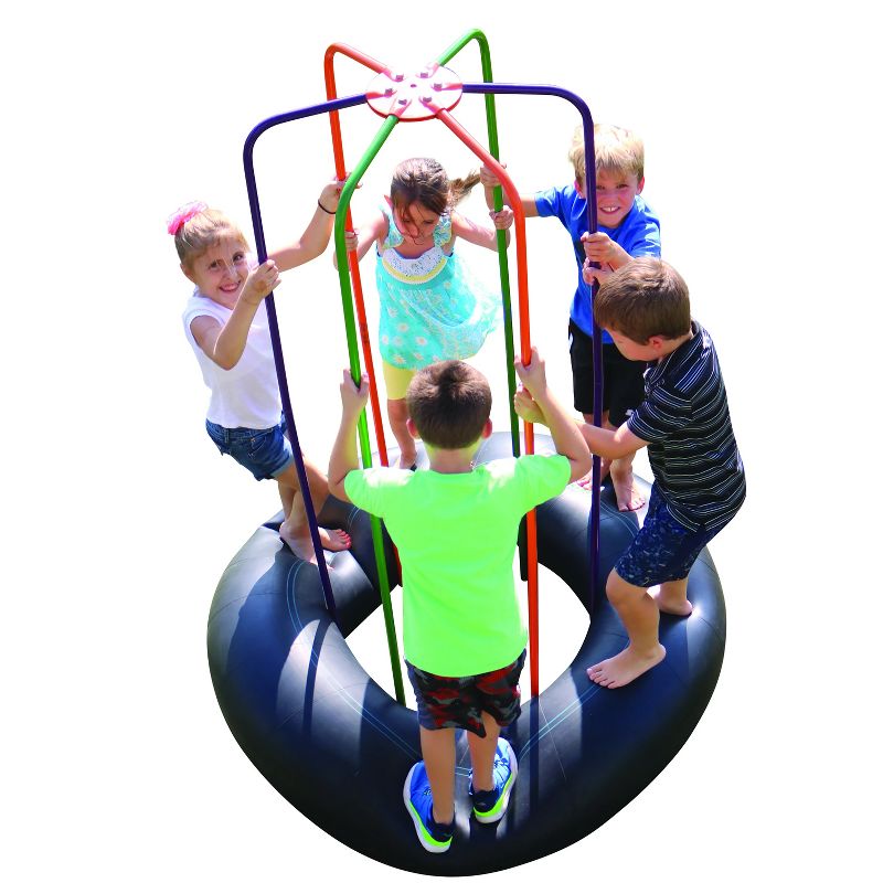 M & M Sales Monkey Jump Indoor/Outdoor Backyard Rubber Tube Trampoline Jungle Gym Bouncer with Multicolor Poles