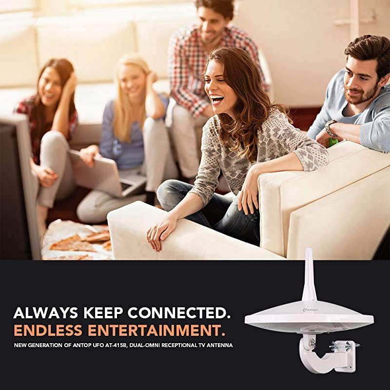Version ANTOP AT415B 720&deg; UFO Dual OmniDirectional Outdoor HDTV Antenna with Exclusive Smartpass Amplifier 4G LTE Filter Fit for OutdoorRVAttic Use33ft Coaxial Cable4K UHD Ready