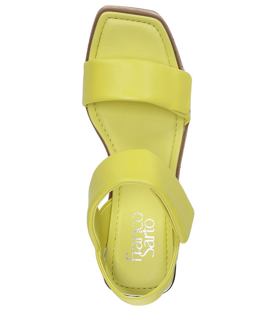 Franco Sarto Sweety Square Toe Leather Cork Platform Wedge Sandals