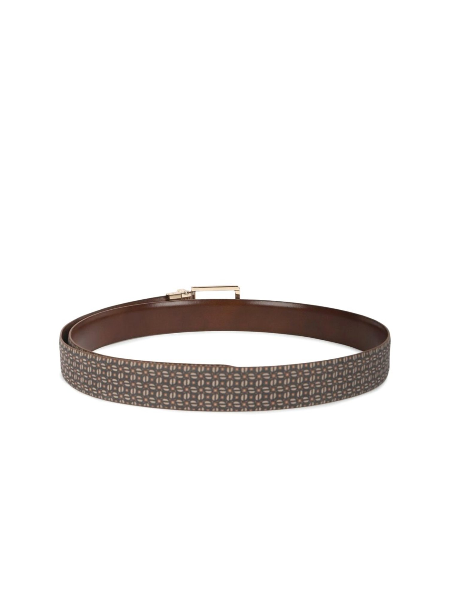 Simon Carter Brown Leather Printed Casual Belt for Men