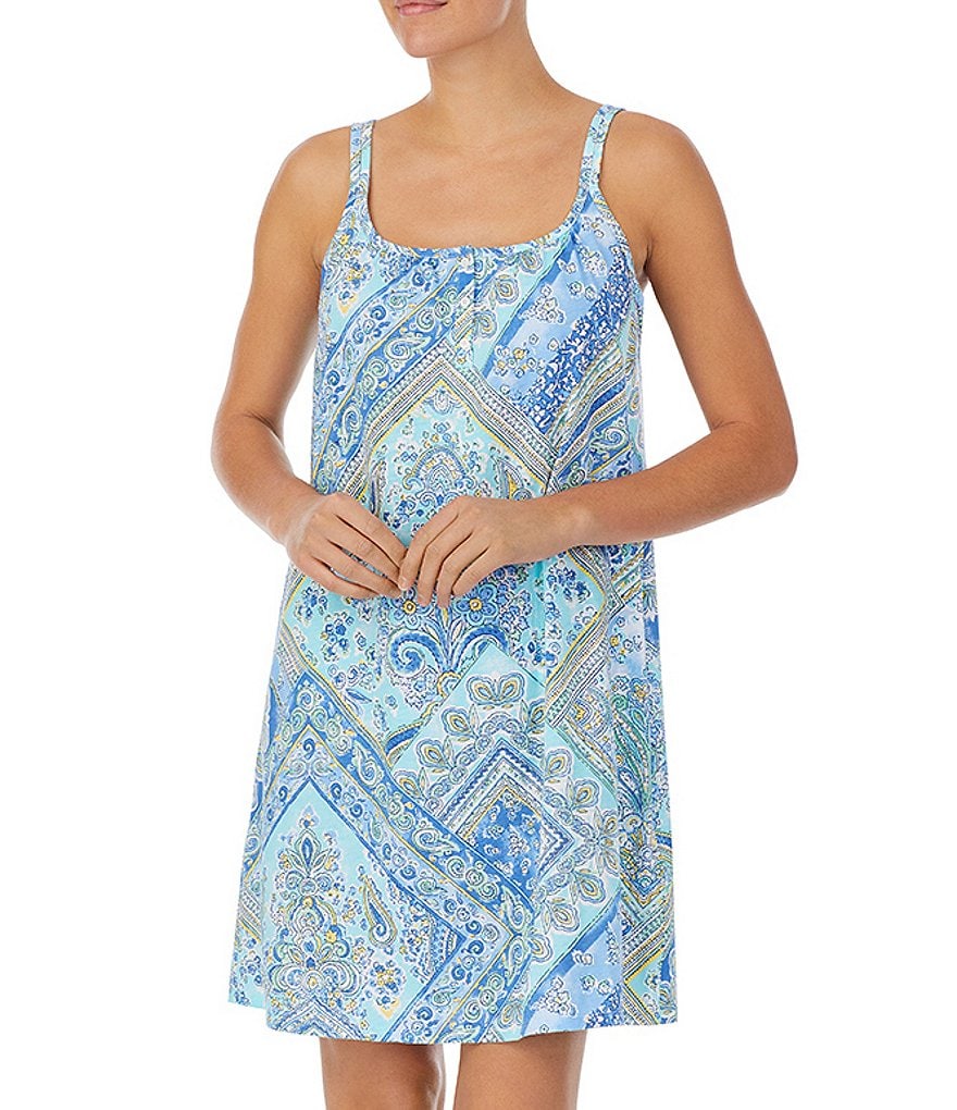 Lauren Ralph Lauren Patchwork Print Knit Short Nightgown