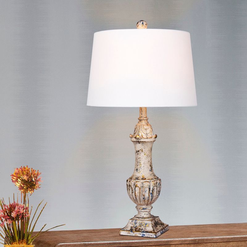 Distressed Decorative Resin Table Lamp Antique Ivory  - Fangio Lighting