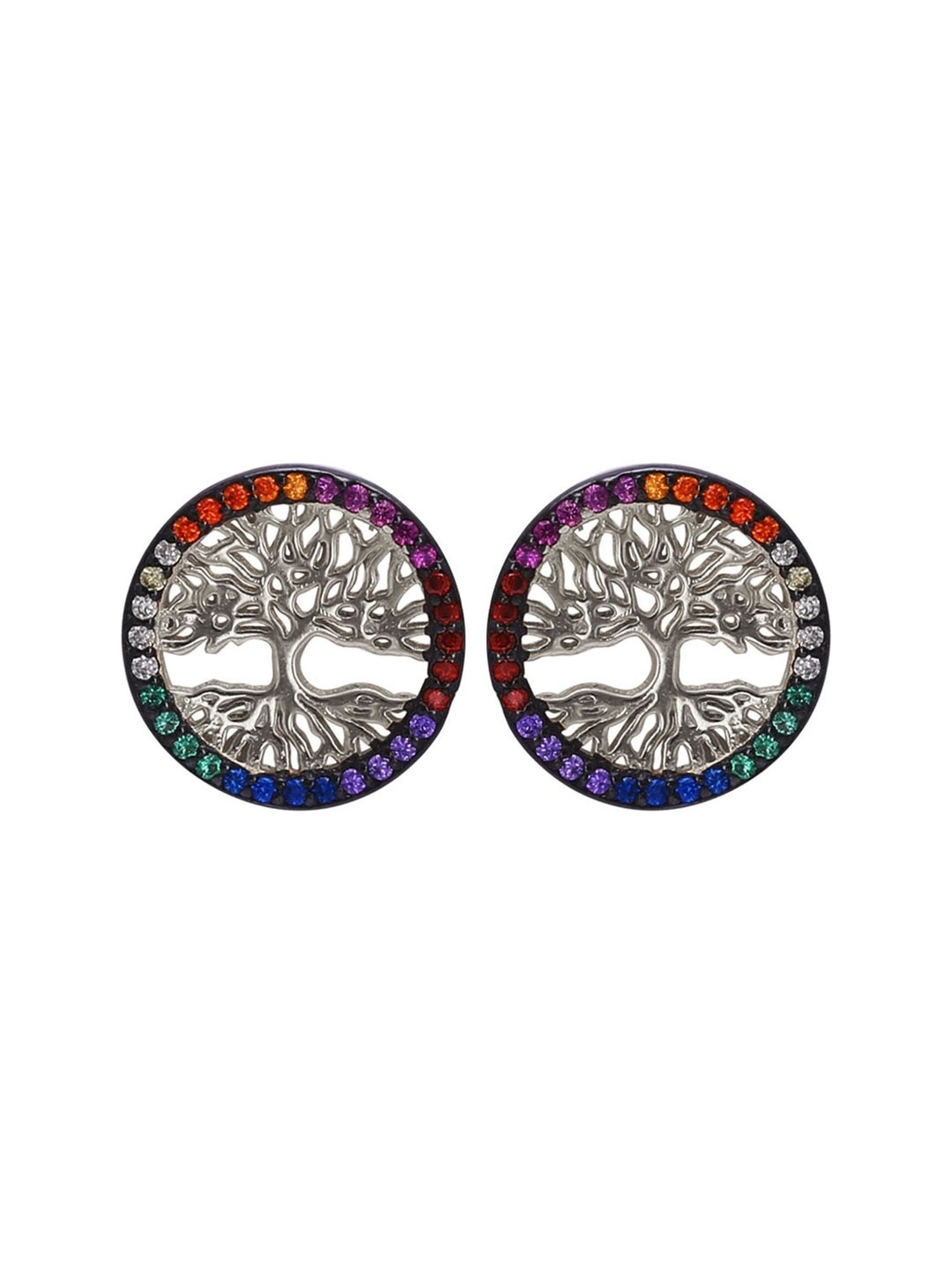 GIVA 92.5 Sterling Silver Rainbow Tree of Life Earrings for Women