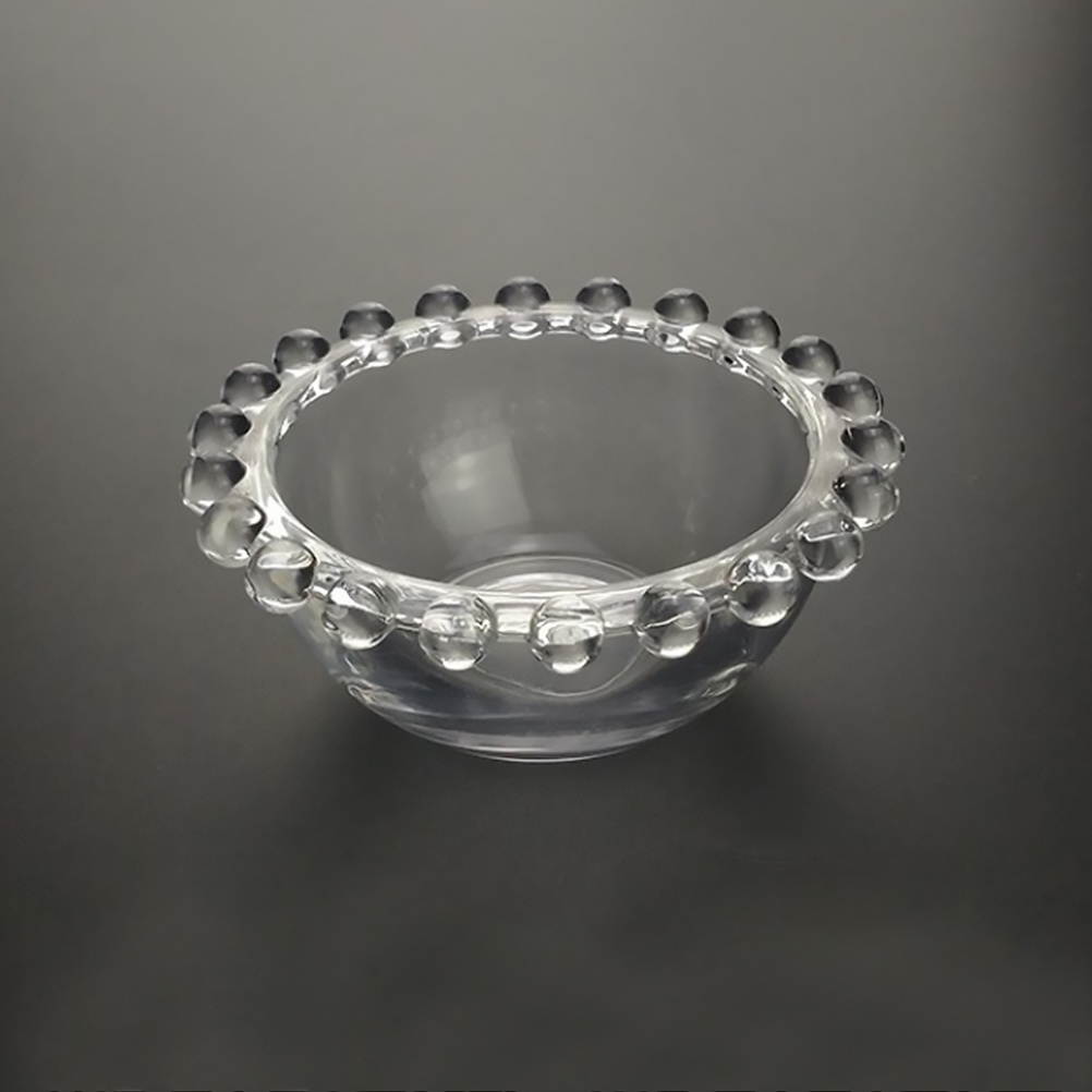 1Pc Transparent Glass Bowl Chic Vegetable Salad Bowl Fruit Plate Storage Bowl