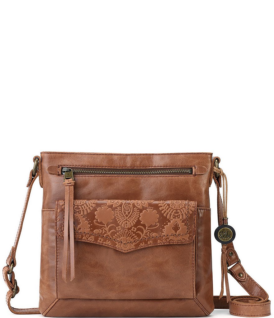 The Sak Ventura Floral Embossed Leather Flap Crossbody Bag