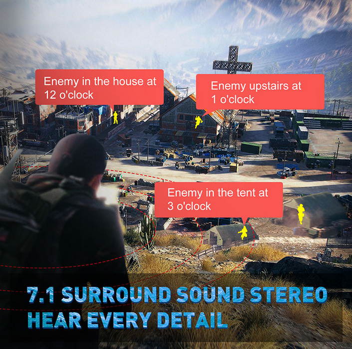 EKSA 7.1 Channel Stereo Sound PUBG Head-mounted USB Gaming Headset LED Light Effect Wired Headphones 120&deg; Free Rotation Desktop Computer Game Headset