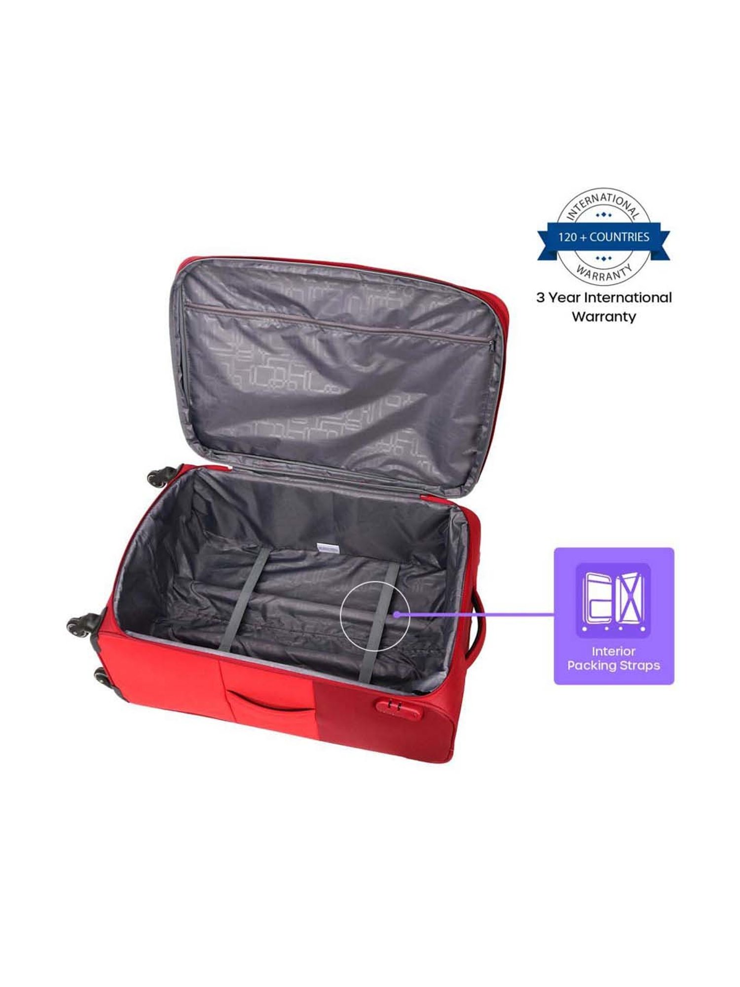American Tourister Kansas Red Color Block Soft Cabin Trolley Bag - 40 cm