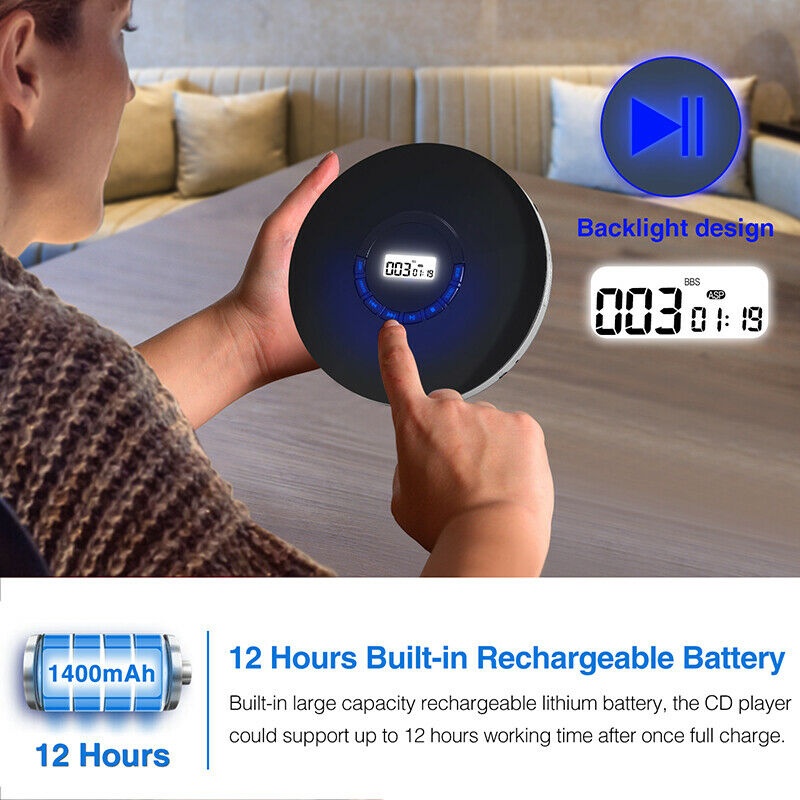 Portable CD Player Compact Walkman Skip Protection with battery AUX CD-R/CD-RW