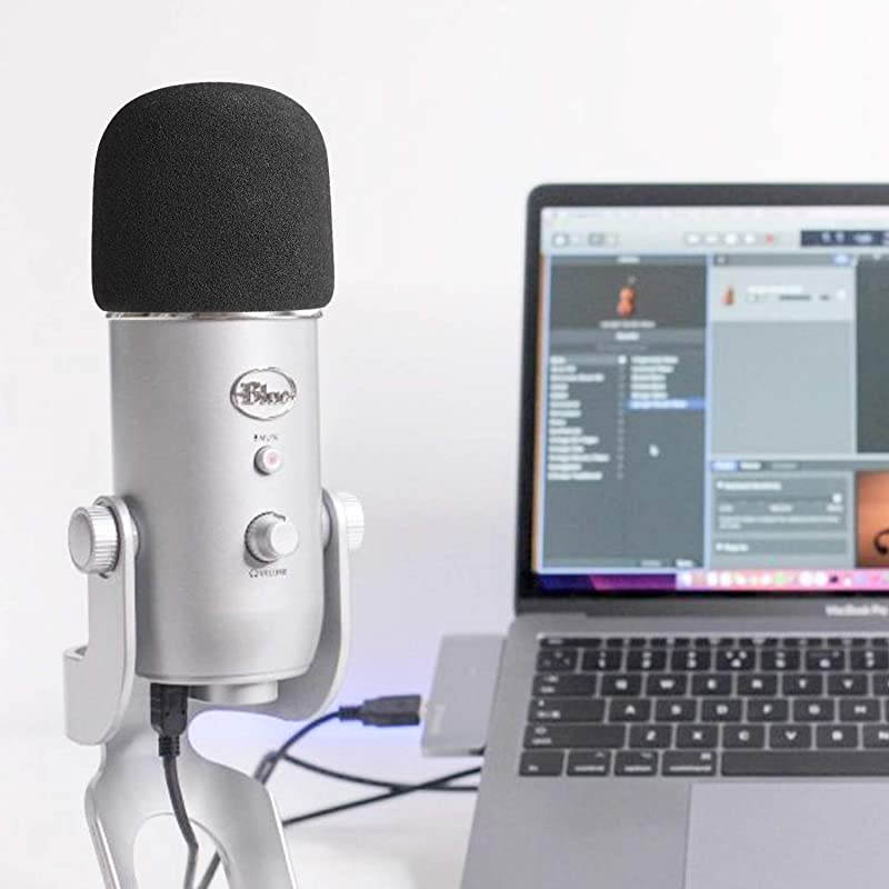 Microphone Windscreen with Furry Windscreen Muff Mic Wind Cover Pop Filter for Blue Yeti Blue Yeti Pro USB Microphone 2 Pack