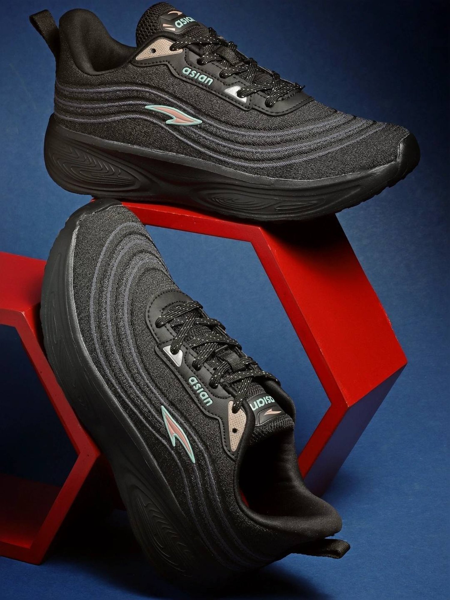 Asian Women's Black Running Shoes