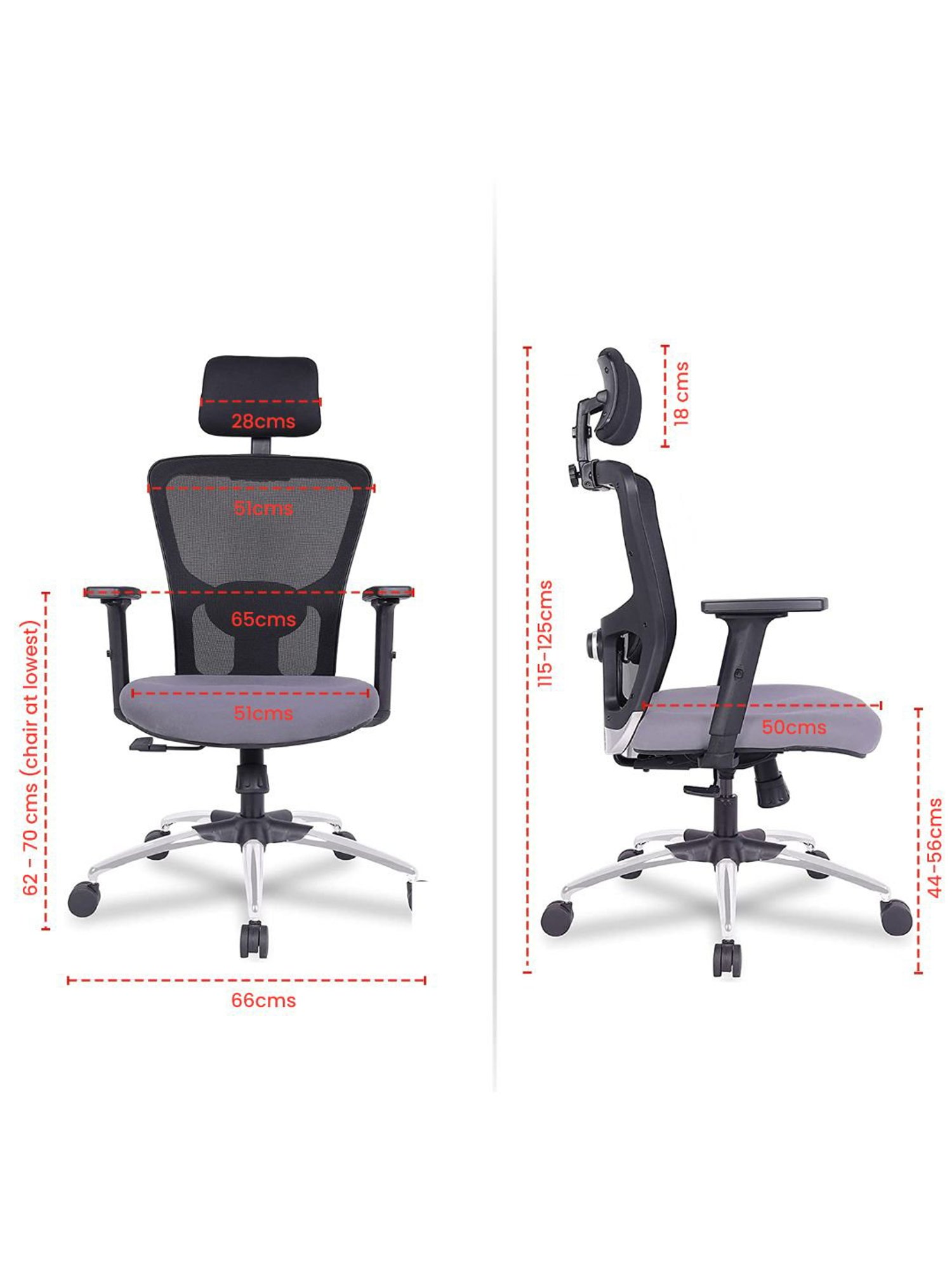 Green Soul Jupiter Superb Black & Grey Foam Ergonomic High Back Office Chair